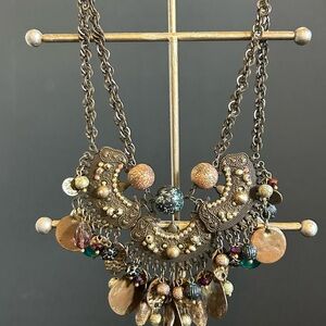 Elegant Gold and Bronze Statement Necklace
